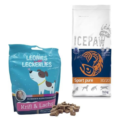 ICEPAW I Kombipaket für Hunde I High Premium I Trockenfutter Sport pure 14 kg I Fisch (Hering) und Reis I Leonies Leckerlies 125 g von ICEPAW by Michael Tetzner