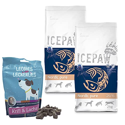 ICEPAW I Kombipaket für Hunde I High Premium Trockenfutter Nordic Pure (2 x 2 kg) I Leonies Leckerlies (125 g) von ICEPAW by Michael Tetzner