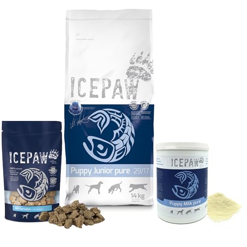 ICEPAW I Kombipaket für Welpen I High Premium Trockenfutter Puppy Junior Pure I 14 kg I Mit Fisch (Hering) I Puppymilk 400 g I Snack Mit Garnelen 150 g von ICEPAW by Michael Tetzner