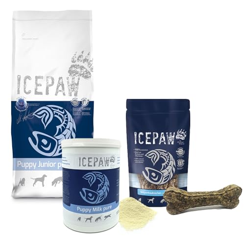 ICEPAW I Kombipaket für Welpen I High Premium Trockenfutter Puppy Junior Pure I 14 kg I Mit Fisch (Hering) I Puppymilk 500 g I Welpenkauknochen 250 g von ICEPAW by Michael Tetzner