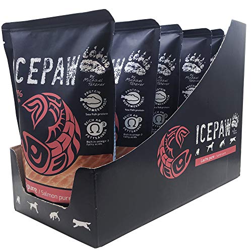 ICEPAW I Lachs Pure I 6 x 400 g I Feuchtfutter für Hunde I Lachs 100% I bei Futterunverträglichkeiten I hypoallergen I Pouchbeutel von ICEPAW by Michael Tetzner