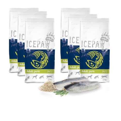 ICEPAW I Trockenfutter Adult Pure 6 x 2 kg I Mit Fisch (Hering) und Reis I Für normal aktive Hunde von ICEPAW by Michael Tetzner