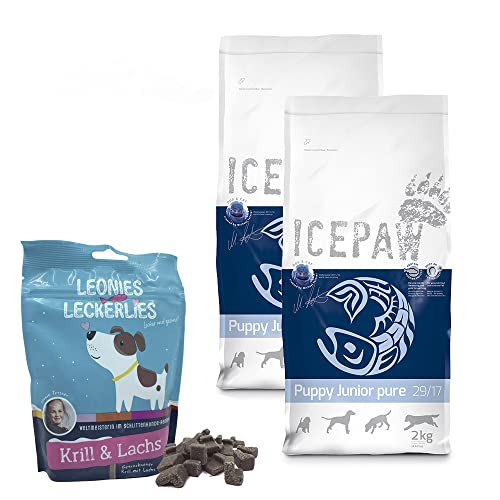 ICEPAW Puppy Kombipaket für Hunde: 2X 2kg Puppy Junior Pure + Leonies Leckerlies 125g von ICEPAW by Michael Tetzner