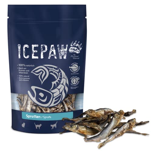 ICEPAW Sprotten I Snack für Katzen I 125 g I 100% getrocknete Sprotten I Fangfrisch aus der Ostsee I Zahnpflege I Knabberspaß von ICEPAW by Michael Tetzner