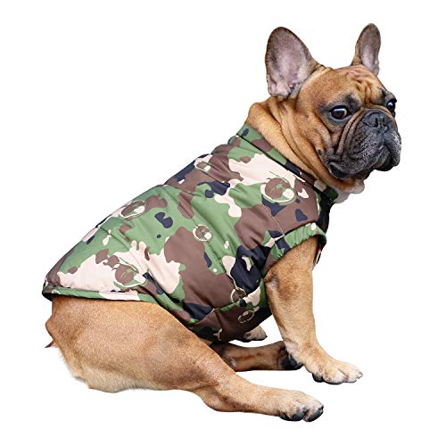 ICHOUE Hundemantel, Baumwolle, gepolstert, dick, Winterweste, Weste, Kaltwetterjacke, Kleidung für Englische Bulldogge, Bully, Pitbull, Camouflage, XL von ICHOUE