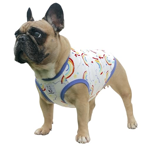 iChoue 100 % atmungsaktive Baumwolle, Mops, Sommer, kühlendes Cartoon-T-Shirt, niedliche Kleidung für Hunde, Weste, Tank-Top, Welpen, Französische Bulldogge, Frenchie, Englischer Boston Terrier, von ICHOUE