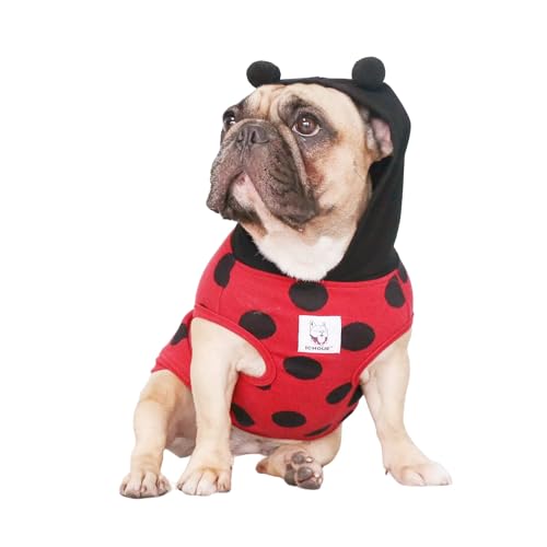 iChoue Daily Wear Ladybug Hoodies, niedliche Hundekostüme für Halloween Weihnachten, Outfits für mittelgroße Hunde, ärmellose Pullovershirts, Kleidung für französische englische Bulldogge, Mops, von ICHOUE