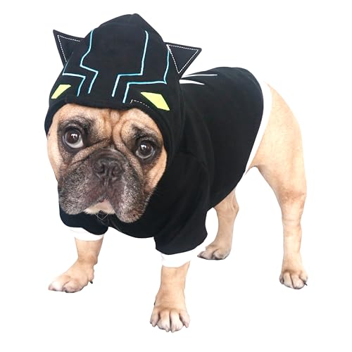 iChoue Französische Bulldogge, schwarzer Panther, Halloween-Kostüm, Kleidung, Kapuzenpullover, Hemd, Weste für mittelgroße Hunde, kaltes Wetter, Wintermäntel, Frenchie, englischer Mops, Pitbull – von ICHOUE