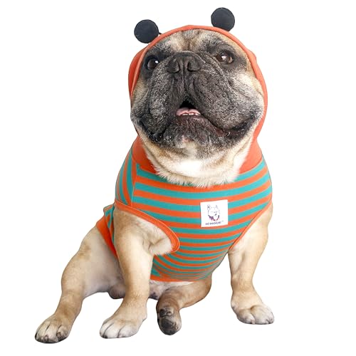 iChoue Englische Bulldogge, Hummelkostüm, Kleidung, Kapuzenpullover, Hemd, Weste für mittelgroße Hunde, kaltes Wetter, Wintermäntel, Französischer Frenchie, Mops, Pitbull, Boston Terrier, Orange-Grün, von ICHOUE