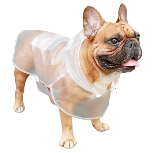 iChoue Hunde-Regenmäntel, verstaubare Regenmäntel, leichte Regenjacke mit reflektierenden Trägern, verstellbarer Poncho für mittelgroße Hunde, Französische Englische Bulldogge, Mops, Terrier von ICHOUE