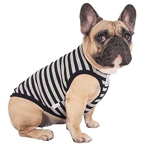 iChoue Mops, 100 % atmungsaktive Baumwolle, gestreift, Halloween-Weste, Kleidung für mittelgroße Hunde, Tank-Top, Welpen, Französische Bulldogge, Frenchie, Englischer Boston Terrier, Pitbull, von ICHOUE