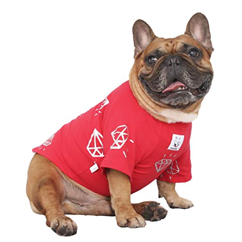 iChoue Mops-T-Shirts für mittelgroße Hunde, Welpen, kleine Französische Bulldogge, Frenchie, Englischer Pitbull, Boston Terrier, roter Diamant, Größe S von ICHOUE