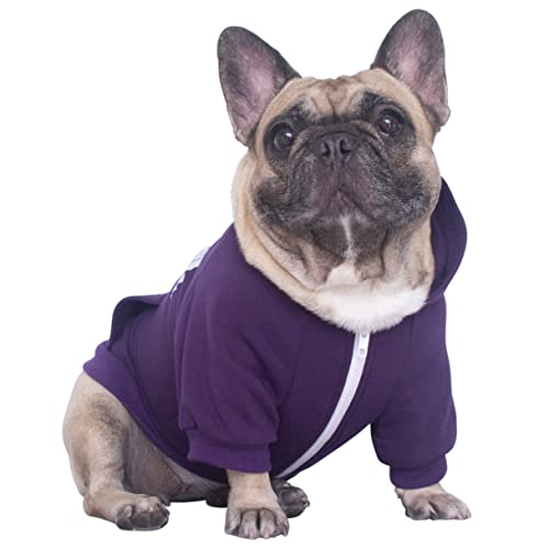 iChoue Pet Clothes Dog Hoodie Sweatshirt Coat for Medium French Bulldog Frenchie Pug English Corgi Boston Terrier Cotton Winter Warm Clothing - Dark Purple/Size S von ICHOUE