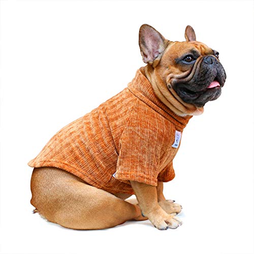 iChoue Pet Dog Winter Warm Sweater Kleidung Rollkragen für Englische Bulldogge Boston Terrier Cord Kaltes Wetter Pullover Mantel Shirt - Kaffee/XL von ICHOUE