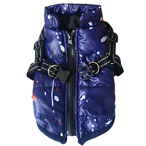 ICTOLOGY Hundejacke mit Leinenring, Haustier Herbst Winter wasserdichte Kleidung Verdickung Warme Welpenjacke Weste Mantel Ärmellose Weste Schneeanzug von ICTOLOGY