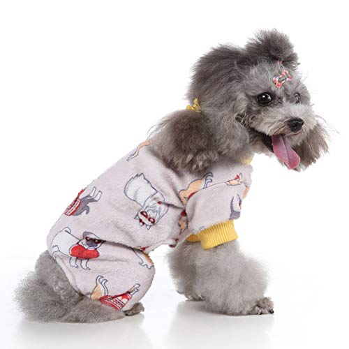 ICTOLOGY Pet Christmas Costume Dog Pajamas Kitten Puppy Christmas Four-Legged Pullover Sweatshirt Fleece Warm Jumpsuit for Teddy, Poodle, Chihuahua, S-XL von ICTOLOGY