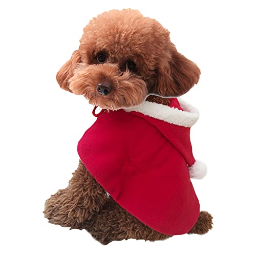 ICTOLOGY Pet Christmas Costume Kitten Puppy Xmas Cloak Pet Dog Hooded Cape Christmas Elk Costume Hoodie Coat Fleece Winter Warm Hooded Coat for Small Dogs Cats, S-2XL von ICTOLOGY