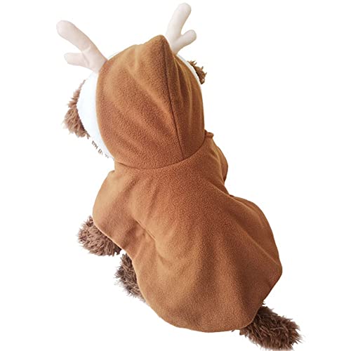 ICTOLOGY Pet Christmas Costume Kitten Puppy Xmas Cloak Pet Dog Hooded Cape Christmas Elk Costume Hoodie Coat Fleece Winter Warm Hooded Coat for Small Dogs Cats, S-2XL von ICTOLOGY