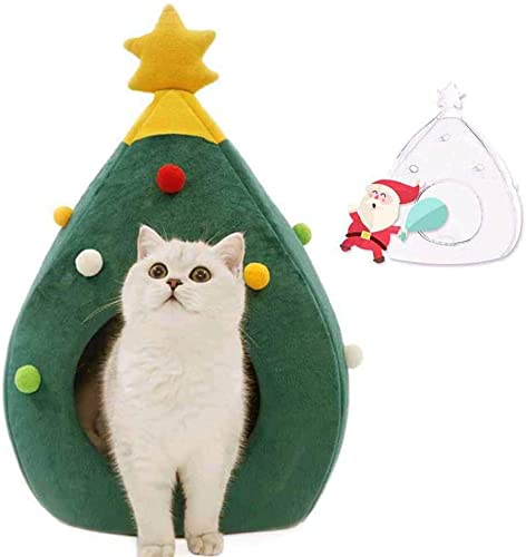 Neues Weihnachtsbaum Katzenhaus, Katzenzelt Höhlenbett, Katzenhaus Höhle Nettes Haustiernest Rentierförmiges Nest Warme Katze Hundehütte Zuhause Weiches Haustierbett Indoor Haustierzelt (Baum A) von IDAHSOR