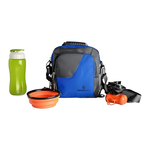 IDEALGROVE Leckerli-Tasche für Hunde mit faltbarem Hundenapf, mit Wasserflasche, Welpen-Trainingstasche mit verstellbarem Gürtel und Schultergurt für Spaziergänge, Reisen, 3 Tragevarianten, für den von IDEALGROVE