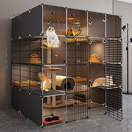 IDEAX Panoramische Transparente Katzenhaus Katzenkäfig Gitterzaun DIY Aus Metallgitter Katzen-Condo-Käfig Für 1-4 Katzen - Für Draußen/Indoor/Balkon/terrasse(A,147 * 111 * 147cm) von IDEAX