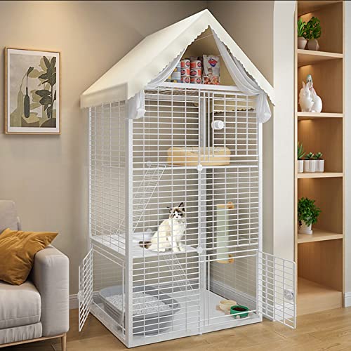 Katzenkäfig – Laufstall Für Katzen, Katzengehege Innen -DIY Kleintierkäfig Für Kaninchen, Meerschweinchen, Welpen Portable Metalldraht Yard Fence, Großer Auslaufplatz ( Color : White-A , Size : 92*47* von IDEAX