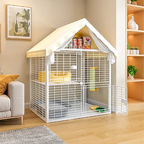 Katzenkäfig – Laufstall Für Katzen, Katzengehege Innen -DIY Kleintierkäfig Für Kaninchen, Meerschweinchen, Welpen Portable Metalldraht Yard Fence, Großer Auslaufplatz ( Color : White-B , Size : 92*47* von IDEAX