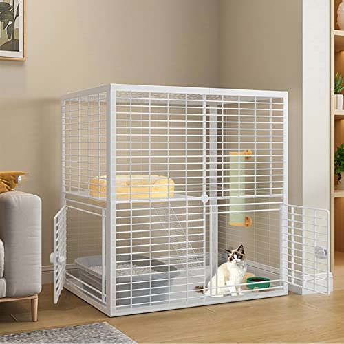 Katzenkäfig – Laufstall Für Katzen, Katzengehege Innen -DIY Kleintierkäfig Für Kaninchen, Meerschweinchen, Welpen Portable Metalldraht Yard Fence, Großer Auslaufplatz ( Color : White-C , Size : 92*47* von IDEAX