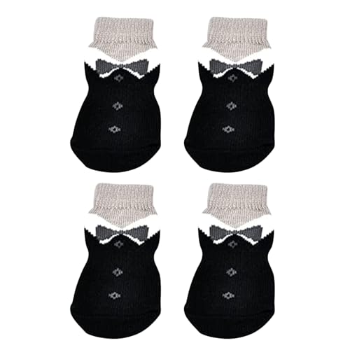 Hundesocken – 2 Paar warme Wintersocken – Baumwolle Haustier Pfotenschutz, rutschfeste Hundesocken, waschbare Hundepfotenschutz für drinnen und draußen, Workout, Walking, Training, Joggen von IDIDOS