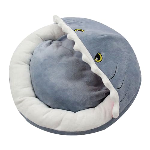 Shark Cat Bed Cave, Creative Shark Semi-Closed Cat House, Comfortable Flannel Pet Dog Cave Bed, Removable Thick Cushion Cat House, Anti Slip Bottom for Indoor Cats & Dogs, Pet Supplies von IDIDOS