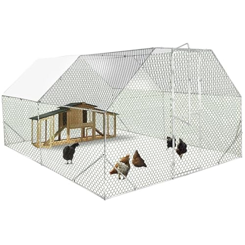 IDMarket - Freigehege für Hühnerstall mit Doppelflügel, 12 m² Prestige, Drahtgitter, 3 x 4 m, verzinkter Stahl von IDMarket