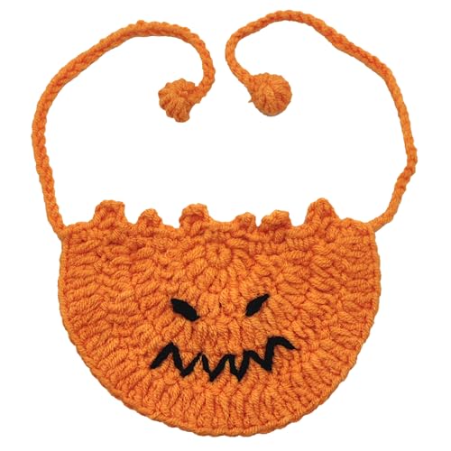 IDOLPET Halloween Katze Kostüm Halsband Bandana Hexenhut Handgemachte Stricken Katze Haustier Halloween Teufel Spinne Kostüm Outfit für Katze Kätzchen Welpen Kleine Hund Kaninchen (Teufel Lätzchen, S) von IDOLPET