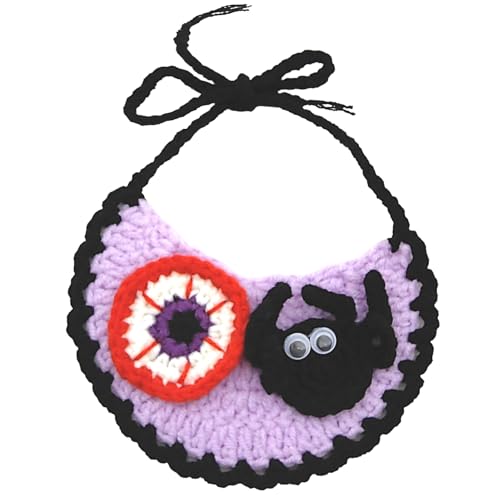 IDOLPET Halloween Katze Kostüm Halsband Bandana Hexenhut Handgemachte Stricken Katze Haustier Halloween Teufel Spinne Kostüm Outfit für Katze Kätzchen Welpen Kleine Hund Kaninchen (Spinnenlätzchen, S) von IDOLPET