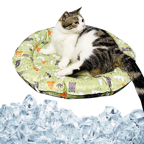 IDOLPET Kühlmatte für Katzen und Hunde, für den Sommer, bequem, weich, für Haustiere und Erwachsene (runder Wald, klein) von IDOLPET