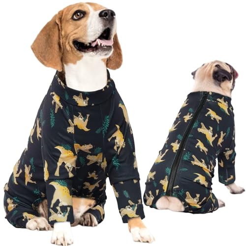 IDOMIK Hunde-Pyjama, weiche Hunde-Pyjama-Kleidung mit Reißverschluss, atmungsaktive Hunde-Shirts für Jungen und Mädchen, Einteiler, Hunde-Genesungsanzug für kleine, mittelgroße und große Hunde, von IDOMIK