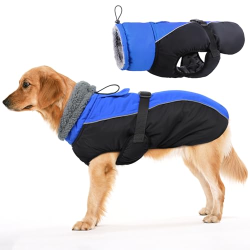 IDOMIK Hunde-Wintermantel, reflektierend, wasserdicht, Hundejacken für kaltes Wetter, warme Hundemäntel für kleine, mittelgroße und große Hunde, hoher Kragen, Hunde-Fleece-Schneejacke, Winterweste mit von IDOMIK