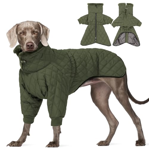 IDOMIK Hunde-Wintermantel für große Hunde, warme Hundemäntel für kaltes Wetter, Winterjacke für Hunde mit Reißverschluss, wasserdichte Hunde-Schneejacke, hoher Kragen, Hunde-Fleecejacke, bequeme von IDOMIK