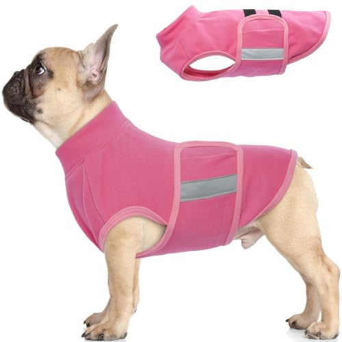 IDOMIK Hundepullover für kleine Hunde, weiche Fleece-Jacke für kleine Hunde, Welpenpullover für kleine Hunde mit reflektierenden Streifen, Winter-Welpenpullover, warmes Outfit für Hunde, kleine von IDOMIK