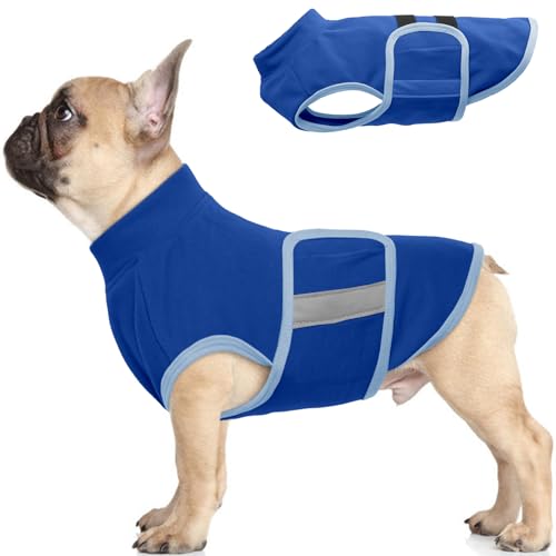 IDOMIK Hundepullover für kleine Hunde, weiche Fleece-Jacke für kleine Hunde, Welpenpullover für kleine Hunde mit reflektierenden Streifen, Winter-Welpenpullover, warmes Outfit für Hunde, kleine von IDOMIK