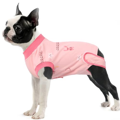 IDOMIK Recovery Suit for Dogs After Surgery, Recovery Shirt for Male Female Dog Cats, Cone E-Collar Alternative Abdominal Wounds Spay Bandages Onesie, Anti-Licking Pet Surgical Recovery Snuggly Suit von IDOMIK