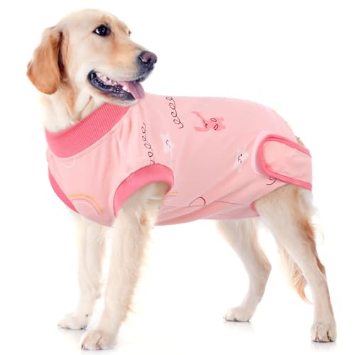 IDOMIK Recovery Suit for Dogs After Surgery, Recovery Shirt for Male Female Dog Cats, Cone E-Collar Alternative Abdominal Wounds Spay Bandages Onesie, Anti-Licking Pet Surgical Recovery Snuggly Suit von IDOMIK