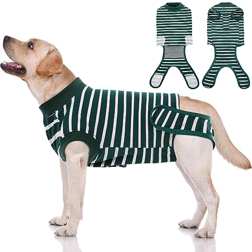 IDOMIK Recovery Suit for Dogs After Surgery Recovery Shirt Vest Cone E-Collar Alternative Abdominal Wound Spay Bandage Onesie Anti-Licking Pet Surgical Recovery Snuggly Suit for Male Female Pup Stripe von IDOMIK