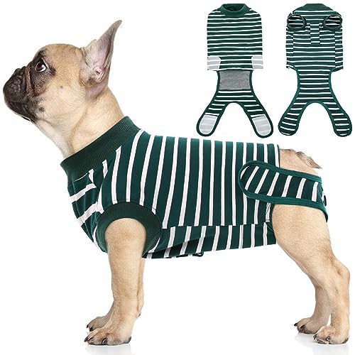 IDOMIK Recovery Suit for Dogs After Surgery Recovery Shirt Vest Cone E-Collar Alternative Abdominal Wound Spay Bandage Onesie Anti-Licking Pet Surgical Recovery Snuggly Suit for Male Female Pup Stripe von IDOMIK