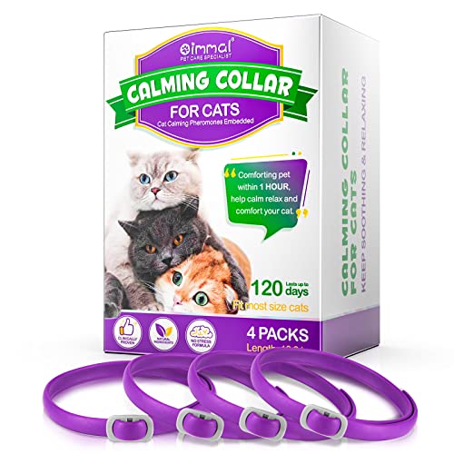 Beruhigendes Halsband für Katzen, 4 Packungen, verstellbar, beruhigendes Halsband für Katzen, Angstlinderung und Anti-Stress, Katzenhalsbänder für große, mittlere und kleine Katzen, mit wasserdichten, von IDUCEN