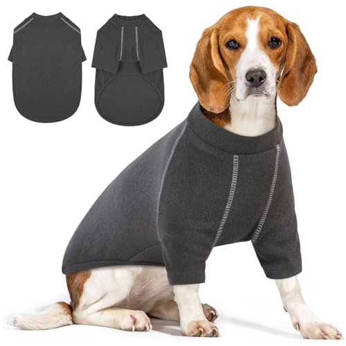 IECOii Fleece-Hundepullover für große Hunde,Dehnbare Fleeceweste für große Hunde,Mädchen und Jungen,Warmer Pullover für Winterkleidung,Hunde-Sweatshirt,Hundemantel für kaltes Wetter,Grau,L von IECOii