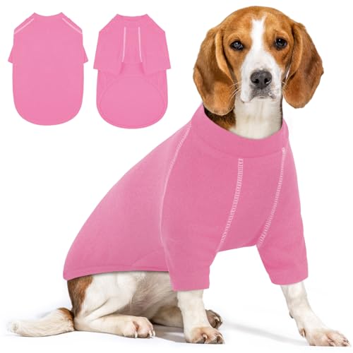 IECOii Fleece-Hundepullover für große Hunde,Dehnbare Fleeceweste für große Hunde,Mädchen und Jungen,Warmer Pullover für Winterkleidung,Hunde-Sweatshirt,Hundemantel für kaltes Wetter,Rosa,L von IECOii