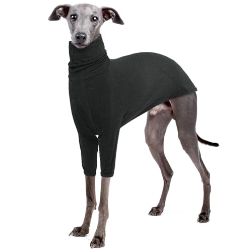 IECOii Windhundmantel,Windhundpullover mittelgroße Hunde,Whippet-Pullover,Rollkragen-Hundesweatshirt italienische Windspiele,Pullover-Windhund-Pyjama,Lurcher-Shirt,langärmliger Saluki-Pullover,Grau,M von IECOii