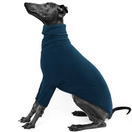 IECOii Windhundpullover,gemütlicher Overall für italienische Windhunde,Whippet-Pullover-Schlafanzug für Hunde,Rollkragen-Einteiler für Whippets,Windhund-T-Shirts mit Ärmeln,Blau,XS von IECOii