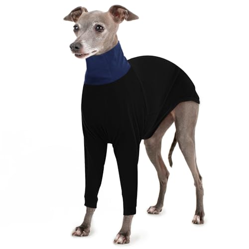 IECOii Windhundpullover,Rollkragen-Hundepullover für Windhunde, Italienischer Windhundpullover aus Fleece,gemütlicher Windhund-Schlafanzug,Jumpsuit mit Zwei Beinen,langärmeliges Sweatshirt,Schwarz, S von IECOii