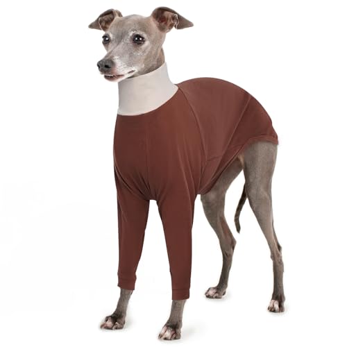 IECOii Windhundpullover, Rollkragen-Hundepullover für Windhunde, Warmer Italienischer Windhundpullover aus Fleece, Windhund-Pyjama, Jumpsuit mit Zwei Beinen, langärmeliges Sweatshirt,Braun XS von IECOii